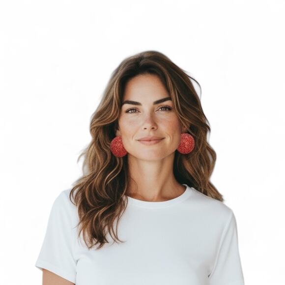 Jennifer & Co. Fashion Jewlery Oval Red Crystals Gold Plated EARRINGS NWT - Picture 2 of 5